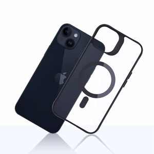 3mk Satin Armor MagCase MagSafe-tuella iPhone 14 Plus:lle - Läpinäkyvä mustalla kehyksellä