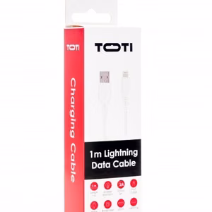 SEEK TOTI USB-A – Lightning, 1 m PVC datakaapeli 2A (ei-MFI), valkoinen