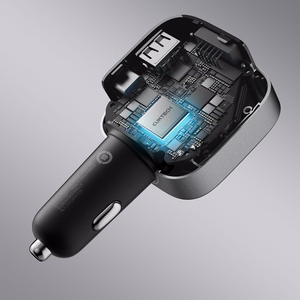 Cuktech CC903P car charger 100 W, with display and 70 cm retractable USB-C cable – gray