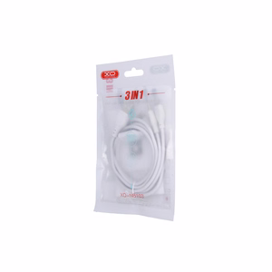 XO NB103 3-in-1 USB-A-kaapeli Lightning-, USB-C- ja Micro-USB-liittimillä, 1 m, 2,1 A – valkoinen