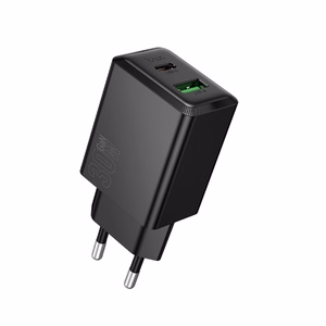 Charger Hoco N71 30W GaN USB-C/USB-A black