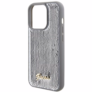 Guess Sequin Script Metal Suojakuori iPhone 15 Pro:lle - hopeinen