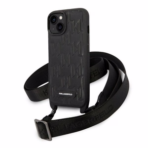 Karl Lagerfeld Monogram Plaque Logo Hihna-Suojakuori iPhone 14 / 15 / 13 6.1":lle - Musta