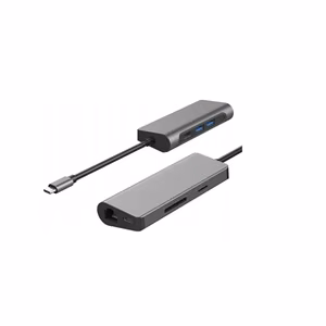 Gigabyte USB-C 7-in-1 – telakointiasema 1× HDMI-, RJ45-, SD/microSD-, USB 3.0-A-, USB-C- ja 3.5 mm -liitännöillä, 24 kuukauden takuu