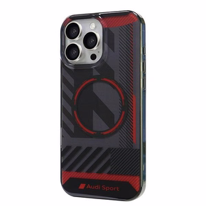 Audi IML Sport MagSafe iPhone 16 Pro Max 6.9" Musta/Musta Kova Suojakuori AUS-IMLMIP16PM-RSQ/D2-BK