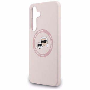 Karl Lagerfeld Silicone Karl & Choupette Heads MagSafe Case for Samsung Galaxy S25 FE - Pink