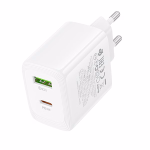 Borofone Wall charger BN30 Cargador GaN - USB + Type C - QC 3.0 PD 45W white