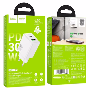 Phone charger Hoco USB A + USB C QC3.0 PD AFC 3A 30W N71 white