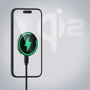 FORCELL F-ENERGY Smart Charge Qi2 15W langaton laturi 150cm irrotettavalla kaapelilla MagSafe-yhteensopiva hopea