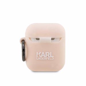 Karl Lagerfeld KLA2RUNCHP Silicone Choupette Head 3D case for AirPods 1 / 2, pink