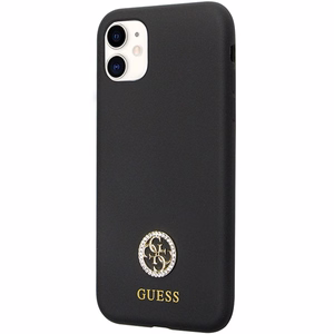Guess GUHCN614DGPK Suojakuori iPhone 11 / Xr:lle - musta Silikoninen Logo Strass 4G