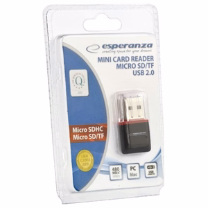 Esperanza EA134K kortinlukija musta, hopeinen, läpinäkyvä USB 2.0