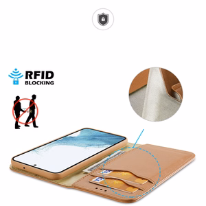 Dux Ducis Hivo Suojakuori Samsung Galaxy S23+ läppäkotelo lompakko jalusta RFID-esto ruskea