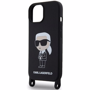 Karl Lagerfeld KLHCP15SSCBSKNK iPhone 15 6.1 kovakuori musta/musta Crossbody Silikoninen Ikonik