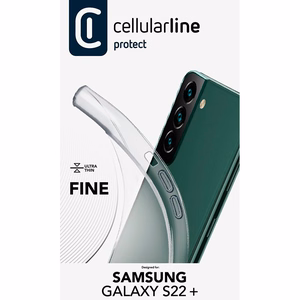 Cellularline Fine suojakuori Samsung Galaxy S22+ -laitteelle, läpinäkyvä