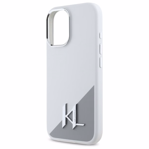 Karl Lagerfeld Silikoninen Initial Metal Logo MagSafe suojakuori iPhone 16:lle - valkoinen