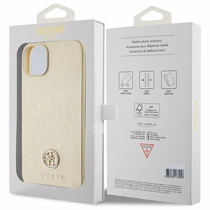Guess Leather 4G Metal Logo Strass case for iPhone 15 - gold