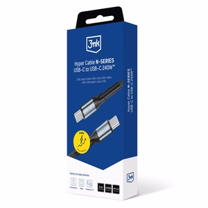 3mk Hyper Cable N-SERIES USB-C / USB-C 2m 48V/5A 240W - musta