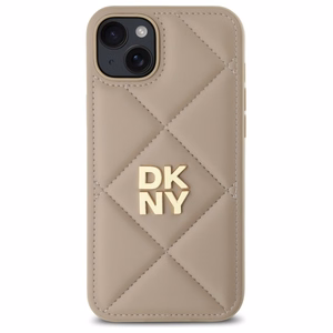 DKNY Quilted Stack Logo Suojakuori iPhone 15 Plus:lle - beige