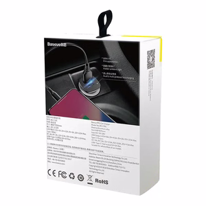 Baseus Square PPS älykäs autolaturi USB QC 4.0 ja USB-C PD 3.0 SCP -porteilla, musta (CCALL-AS01)