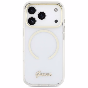 Guess IML Script Metal MagSafe Suojakuori iPhone 17 Pro:lle - Kirkas