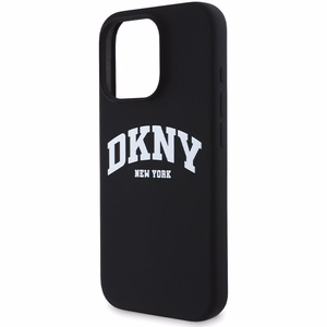 DKNY Silikoninen Valkoinen Painettu Logo MagSafe Suojakuori iPhone 16 Pro Max:lle - Musta