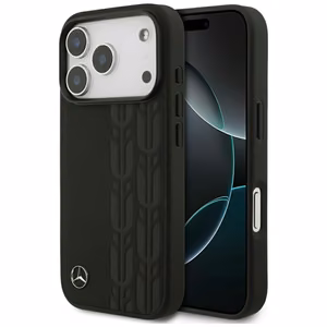 Mercedes Nahkainen Laurel Leaves MagSafe Suojakuori iPhone 17 Pro:lle - musta