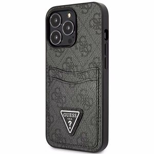 Guess GUHCP13LP4TPK iPhone 13 Pro / 13 6.1" musta/musta kova Suojakuori 4G Triangle Logo Cardslot