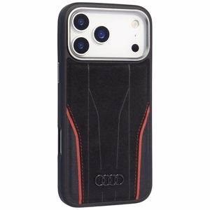 Audi R8 aitonahkainen MagSafe-suojakuori iPhone 17 Pro - musta ja punainen