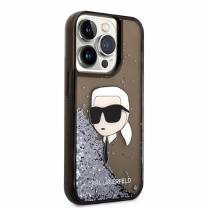Karl Lagerfeld Glitter Karl's Head suojakuori iPhone 14 Pro Max:lle - musta