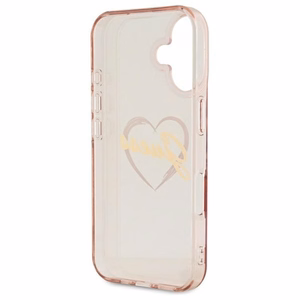 Guess IML Heart kotelo iPhone 16 - pinkki