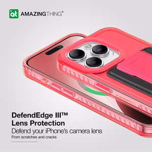 Amazing Thing Titan Pro Neon Mag Wallet Case 10FT IP156.7PTWPN for Iphone 15 Pro Max pink with stand