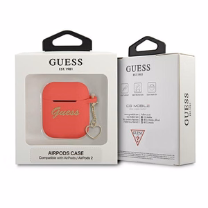 Guess GUA2LSCHSR AirPods cover red/red Silicone Charm Heart Collection