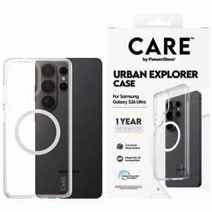 CARE by PanzerGlass Urban Explorer läpinäkyvä suojakuori valkoisella Qi:llä Samsung Galaxy S26 Ultra
