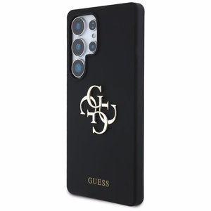 Guess Silikoninen Big 4G Logo Bottom Script Suojakuori Samsung Galaxy S25 Ultralle - musta