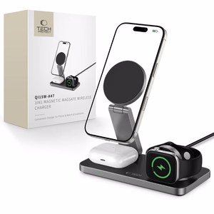 Tech-Protect QI15W-A47 MagSafe 3in1 induktiivinen laturi + USB-C kaapeli - Musta