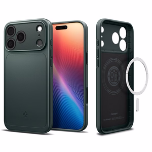 Spigen Thin Fit Mag Magsafe Suojakuori iPhone 17 Pro:lle Abyss Green