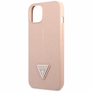 Guess GUHCP14MPSATLP iPhone 14 Plus 6,7 "vaaleanpunainen / vaaleanpunainen kovakotelo SaffianoTriangle Logo