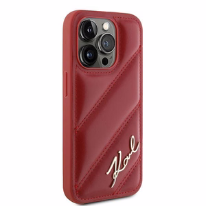Karl Lagerfeld Diagonal Quilted Script Suojakuori iPhone 15 Pro Max:lle - punainen