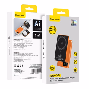 Blavec Power Bank 5000mAh BJ-03 Ultra Slim 7,8mm - Type C - 22,5W magnetic Magsafe 3 in 1 (PBBJ03-MC5O) orange aluminum