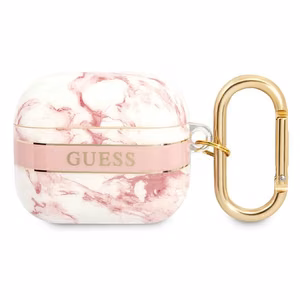 Guess GUA3HCHMAP AirPods 3 -suojus vaaleanpunainen/vaaleanpunainen Marble Strap Collection -mallisto