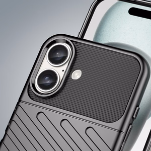 Thunder Case Silikoninen Suojakuori iPhone 16 Plus:lle - Musta