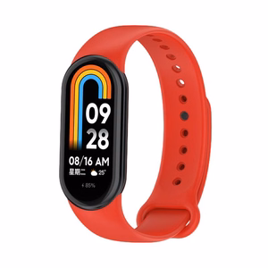 SILIKONIHIHNA MI BAND 8/M8 (6). PUNAINEN