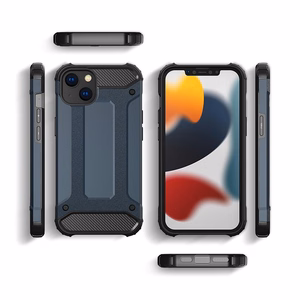 Hybrid Armor tapauksessa iPhone 14 Plus panssaroitu hybridi tapauksessa musta