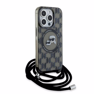 Karl Lagerfeld IML Crossbody Monogram Karl & Choupette Head MagSafe Case for iPhone 15 Pro - Black