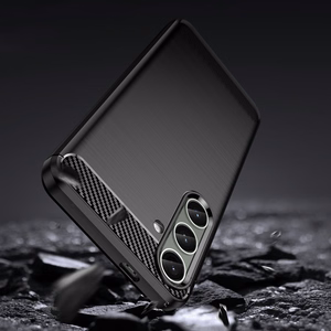 Carbon Suojakuori Samsung Galaxy S24+:lle joustava silikoninen hiilisuojus - musta