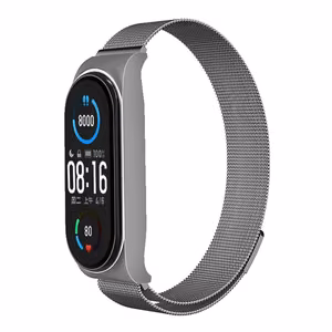 Metallihihna Xiaomi Mi Band 5 / 6:lle hopeinen (02)