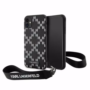 Karl Lagerfeld KLHCN61SAKLMBSK iPhone 11 / Xr 6.1 musta/musta kovakuori Monogram Losange Saffiano