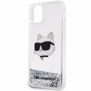 Karl Lagerfeld KLHCN61LNCHCS iPhone 11 / XR hopeinen/hopeinen kovakuori Glitter Choupette Head