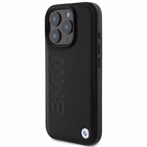 BMW Nahkainen Hot Stamp MagSafe Suojakuori iPhone 16 Pro Max:lle - Musta
